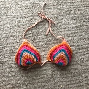Xhilaration Rainbow Crochet Bikini Top Size Medium